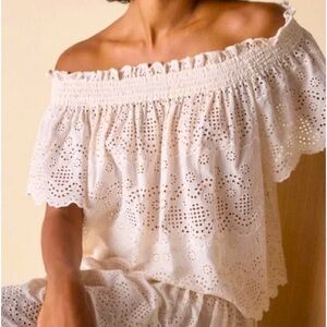 NWT St. Roche Beverly Eyelet Off Shoulder Top Vanilla